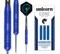 Unicorn Darts Steel Tip Darts Set Core Plus – Rubberised Brass Barrels, Blue, 21 g