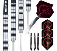 Unicorn Steel Tip Darts Set | Core Plus Tungsten Barrels| Style 1| 22 g in Silver Unicorn Silver