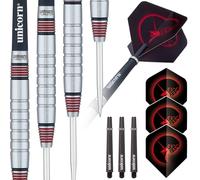 Unicorn Steel Tip Darts Set | Core Plus Tungsten Barrels| Style 2| 26 g in Silver Unicorn Silver