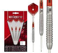 Unicorn Steel Tip Darts Set, Core Striker Series, 80 Percent Natural Tungsten Barrels, 20g, 21g, 22g, 23g, 24g or 25g