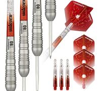 Unicorn Steel Tip Darts Set, Core Striker Series, 80 Percent Natural Tungsten Barrels, 20g, 21g, 22g, 23g, 24g or 25g