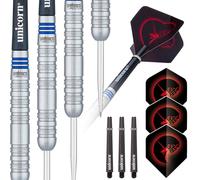 Unicorn Steel Tip Darts Set | Core Tungsten Barrels| Style 1| 26 g in Silver Unicorn Silver