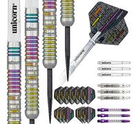 UNICORN Steel Tip Darts Set | DNA Professional Players Surname Morse Code Design | 90% Natural Tungsten Barrels with Multicolour Titanium Accents | Deluxe Presentation Packaging | 21g, 23g or 25g