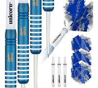 Unicorn Steel Tip Darts Set | Gary Anderson Blue Silver Star | 80% Tungsten Barrels with Titanium Coating | 21g, 23g, 25g or 27g