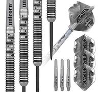 Unicorn Steel Tip Darts Set | Gary 'The Flying Scotsman' Anderson Noir Organic Phase 5 | 90% Tungsten Barrels with Black Titanium Coating | 25 g