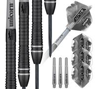 Unicorn Steel Tip Darts Set | Gary 'The Flying Scotsman' Anderson Noir Organic Phase 6 | 90% Tungsten Barrels with Black Titanium Coating | Steel Tip Volute Points | 24 g | Deluxe Presentation Box