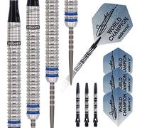Unicorn Steel Tip Darts Set | Gary 'The Flying Scotsman' Anderson Phase 3 World Champion | 90% Natural Tungsten Barrels with Blue Accents | 25 g