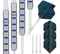 Unicorn Steel Tip Darts Set | Heritage Range Maestro 1985 | 80% Natural Tungsten Barrels with Blue Accents and Laser Etched U Logo Hallmark | 22 g