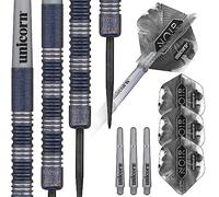 Unicorn Steel Tip Darts Set | James 'The Machine' Wade Noir Organic | 70% Tungsten Barrels with Black Titanium Coating | 22 g
