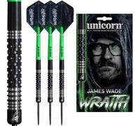 Unicorn | James Wade | Wraith | 90% Tungsten Barrels Extra Grippy Machined Grooves | Steel Tip Darts Set | The Machine | Noir Black Volute Points | 20g, 22g or 24g (24 g)