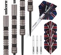 Unicorn Steel Tip Darts Set | James 'The Machine' Wade Premier | 90% Natural Tungsten Barrels | 23 g in Silver Unicorn Silver