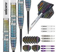 Unicorn Steel Tip Darts Set | Jeffrey 'The Black Cobra' de Zwaan Code Players DNA | 90% Natural Tungsten Barrels with Multicolour Titanium Accents | 23 g