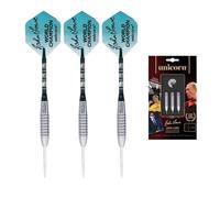 Unicorn Steel Tip Darts Set | John Lowe World Champion Ambassador | 90% Natural Tungsten Barrels | 23 g in Silver Unicorn Silver