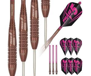 Unicorn Steel Tip Professional Darts Set | Evolution World Champion Series Phase 5 | 97% Natural Tungsten Barrels | Extra Set of DXM Flights | Wallet | 26 g