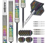 Unicorn Steel Tip Darts Set | James 'The Machine' Wade Code | 90% Natural Tungsten Barrels with Multicolour Titanium Accents | 20 g
