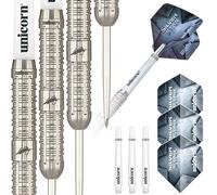 Unicorn Steel Tip Professional Darts Set | Seigo 'The Ninja' Asada Silver Star | 80% Natural Tungsten Barrels | 24 g
