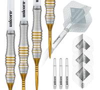 Unicorn Steel Tip Professional Darts Set | Swytch | 80% Natural Tungsten Barrels with Golden Accents & Golden Volute Converta Points | 22 g