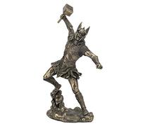 UNICORN STUDIO Bronze Finish Norse God Thor with Hammer Statue Sculpture Viking Mythology