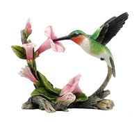 Unicorn Studios 5.75 Inch Ruby Throated Hummingbird Statue Figurine, Pink and Green