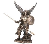 Unicorn Studios Archangel Raphael God Has Healed Holding Shield and Spear Bronze Statue Figurine
