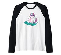 Unicorn Surfing in The Sea Raglan Baseball Tee