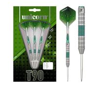 Unicorn Steel Tip Darts Set | Core XL T90 Series Style 2 | 90% Tungsten Barrels with Green Accents | 22 g