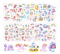 Unicorn Tattoos for Girls - 12 Sheets Children's Tattoos Skin-Friendly - Horse Tattoos School Cone Filling - Birthday Rainbow Tattoo - Gifts for Children