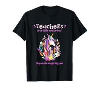 Unicorn Teacher Make Magic Happen Cute Bojo Pretty Floral T-Shirt