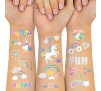 Unicorn Temporary Tattoo Stickers for Kids 4 Sheets, Waterproof Fairytale Fake Tattoos, 5th Birthday Decorations Girls, Unicorn Birthday Decorations, Girls Party Bag Fillers & Birthday Party Supplies