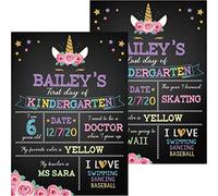 Unicorn Theme First Day of School Chalkboard, 13.8 x 10 Inch First and Last Day of School Sign for Kid Back to School Chalkboard Sign to Commemorate The First Day of School(Classic Style)