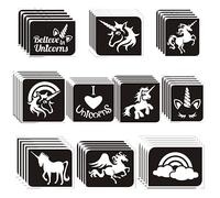 Unicorn Themed Glitter Tattoo Stencils 50 Pack - Perfect for Kids Temporary Tattoos at Birthday Parties and Events