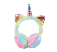 Unicorn Thermal Earmuffs Winter Ear Covers Cold Resistant Faux Rabbit Fur Over the Head Design Adjustable Ear Cups Windproof Plush Earmuffs for Winter Outdoor (Light Blue, 2 15 Years)