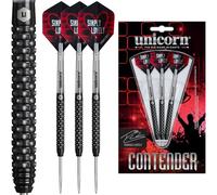 Unicorn | Thomas Lovely | Contender | 90% Tungsten Parallel Barrels with Black PVD Coating | Steel Tip Darts Set | Simply | | Nickel Volute Points | 23 g
