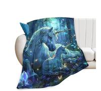 Unicorn Throw Blanket - Soft, Warm & Cozy Fleece for Couch, Sofa, Bed - 50"x40" White Horse Blanket for Girls, Women, Men, Boys