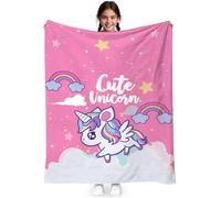 Unicorn Throw Blanket, Unicorn Soft Flannel Blanket Cozy Warm Lightweight Blankets 3D Print Warmblanket Fluffy Soft Napblanket Cartoon Plush Blankets for Bedroom Couch Decoration (150x100CM)(Pink)