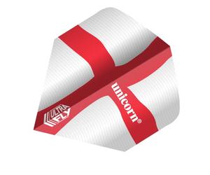 Unicorn UltraFly Dart Flights | England St George Cross Flutter Design | Ultra Durable 100 Micron Polyester PET | Big Wing Shape