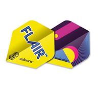 Unicorn Ultrafly Dart Flights | Flair 1 Yellow and Multicolour Abstract Design | Standard Plus Shape | Durable 100 Micron Polyester PET | Set of 3