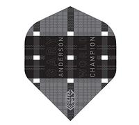 Unicorn UltraFly Dart Flights | Gary Anderson World Champion Black Tartan Design | Big Wing Shape| Ultra Durable 100 Micron Polyester PET