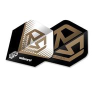 Unicorn Ultrafly Dart Flights | Ross 'Smudger' Smith Gold and Black RS Logo Design | Standard Plus Shape | Durable 100 Micron Polyester PET | Set of 3