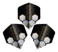 Unicorn Ultrafly Hexium | Darts Flights | Black Gold & Silver Hexagon Design | Big Wing Shape | Durable 100 Micron Polyester PET | Set of 3
