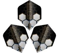 Unicorn Ultrafly Hexium | Darts Flights | Black Gold & Silver Hexagon Design | Standard Plus Shape | Durable 100 Micron Polyester PET | Set of 3