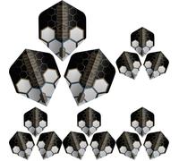 Unicorn Ultrafly Hexium | Darts Flights | Black Gold & Silver Hexagon Design | Standard Plus Shape | Durable 100 Micron Polyester PET | Set of 3 (Pack of 5)