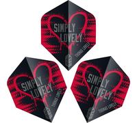 Unicorn Ultrafly Thomas Lovely | Darts Flights | Simply Heart Design Red Black & Grey | Standard Plus Shape | Durable 100 Micron Polyester PET | Set of 3