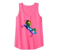Unicorn, Vintage, Rainbow, Gay Pride, Flag, LGBTQ, Galaxy Tank Top, Women, Neon Pink, Medium