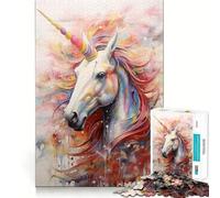 Unicorn Walking in Paint 1000 Adult Pieces Jigsaw Puzzle Mind Challenge Toy Neat Cut Perfect Alignment Family Fun Night Activity (38x52cm)