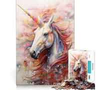 Unicorn Walking in Paint 1000 Piece Jigsaws Creative Skill Toy Tight Lock No Loose Pieces Bonding Activity for Loved Ones (50x75cm)