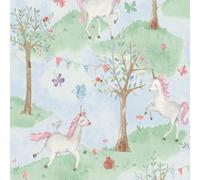 Unicorn Wallpaper Grandeco Kids Animal Green Paste The Wall Textured Vinyl