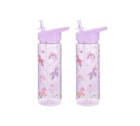 Unicorn Water Bottle, BPA Free 2 Pack 500ml Straw Sipper for Toddlers, Reusable Non Spill Flip Up Blue Kids Lightweight School Nursery Bottle (2 Pack Unicorn Straw Sipper)