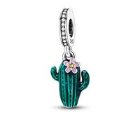 Unicorn Wedding Engagement Love Heart Dog Coffee Mushroom Mum Charm Bead Pendant 925 Sterling Silver Compatible With Pandora Charm Moments Bracelet (Cactus Flower)
