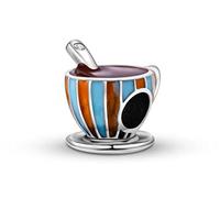 Unicorn Wedding Engagement Love Heart Dog Coffee Mushroom Mum Charm Bead Pendant 925 Sterling Silver Compatible With Pandora Charm Moments Bracelet (Coffee Hot Chocolate Mug Cup Drink)